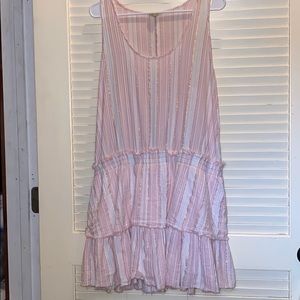 Women’s Pink and White Sleeveless Dress
